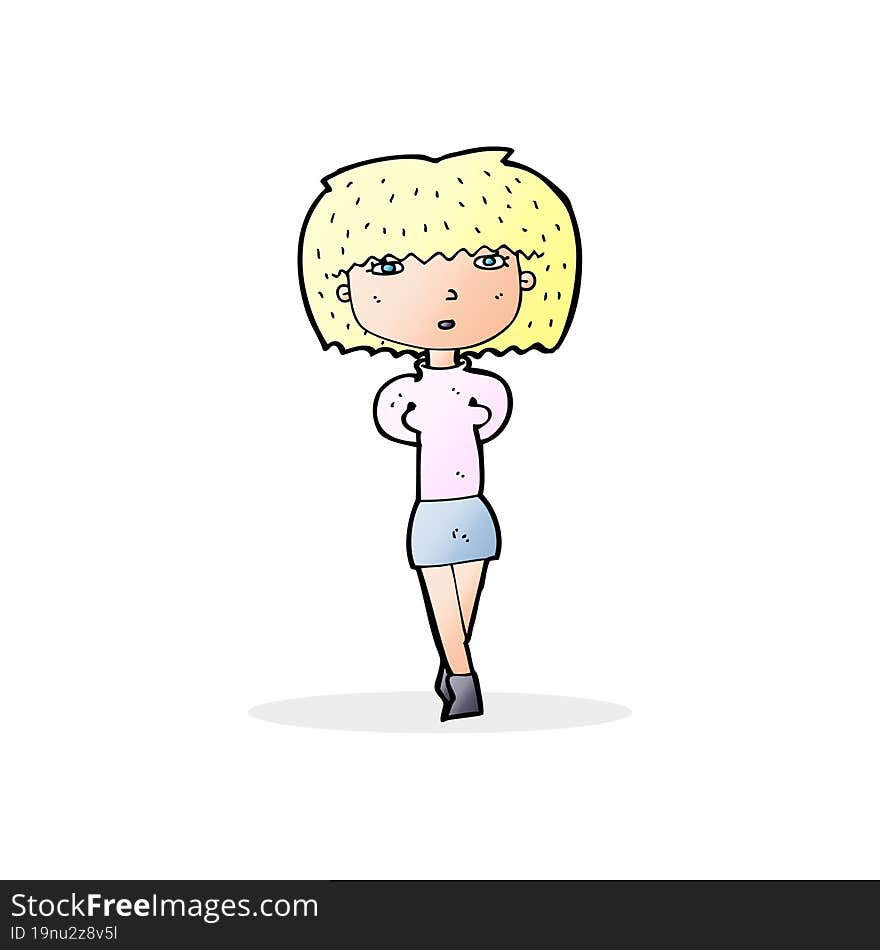 Cartoon Shy Woman