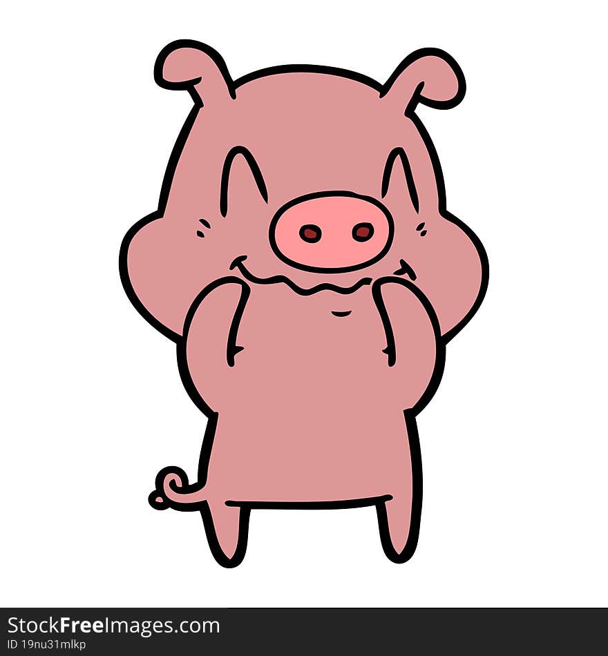 nervous cartoon pig. nervous cartoon pig