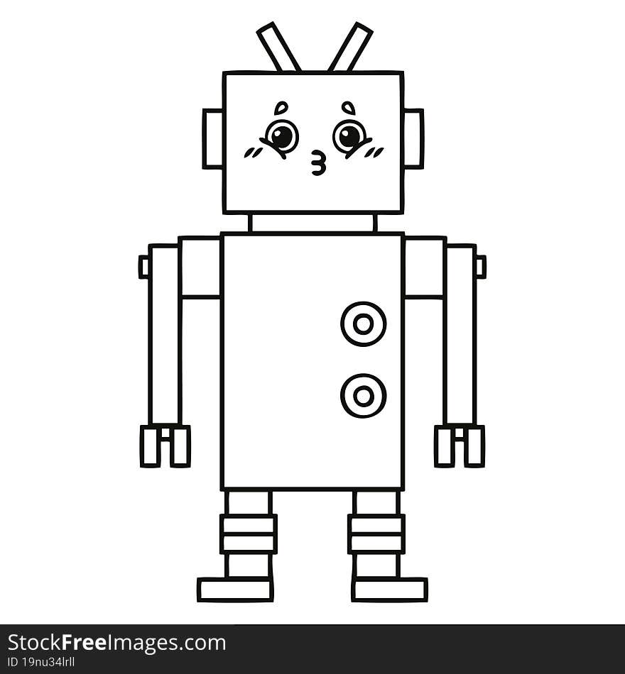 Line Drawing Cartoon Robot