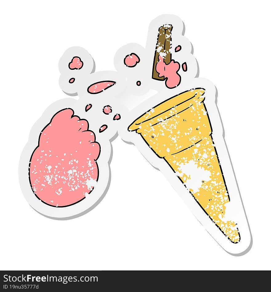 Distressed Sticker Of A Cartoon Ice Cream