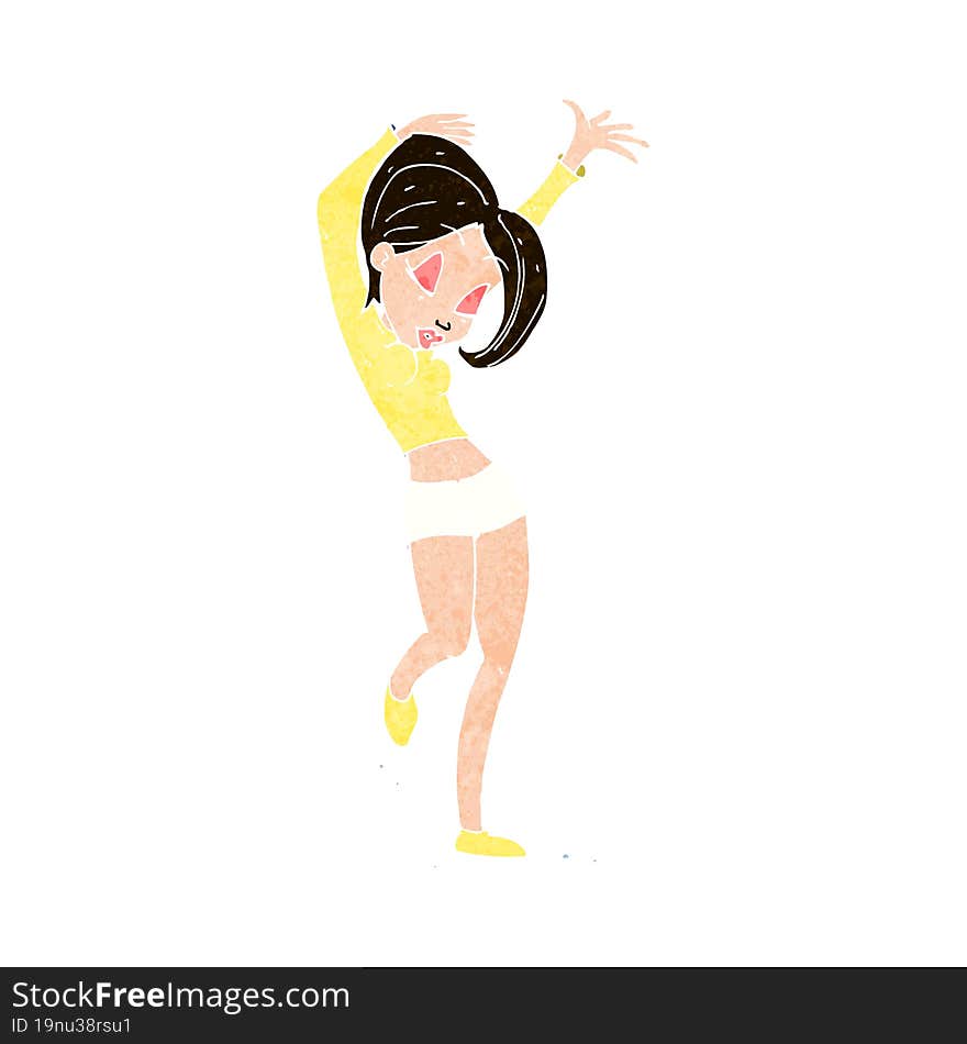 cartoon pretty woman dancing