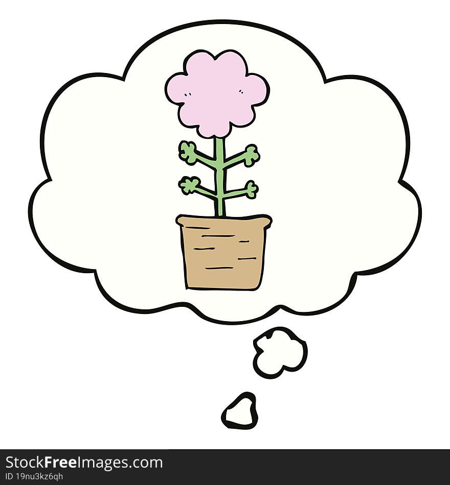 cute cartoon flower and thought bubble