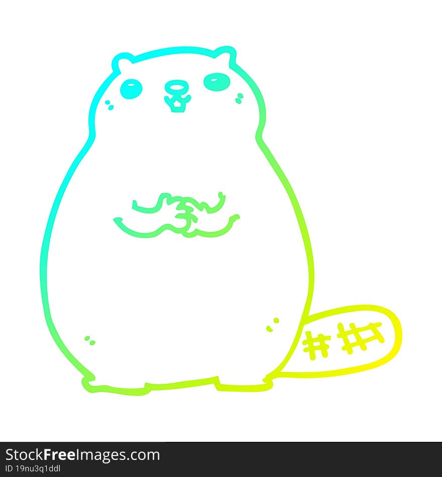 Cold Gradient Line Drawing Cartoon Beaver