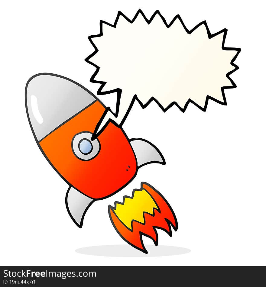 speech bubble cartoon flying rocket