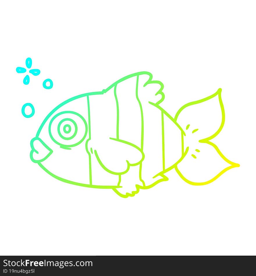 cold gradient line drawing cartoon exotic fish