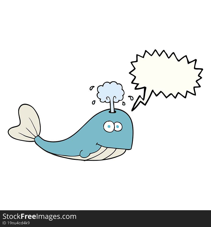 Speech Bubble Cartoon Whale Spouting Water