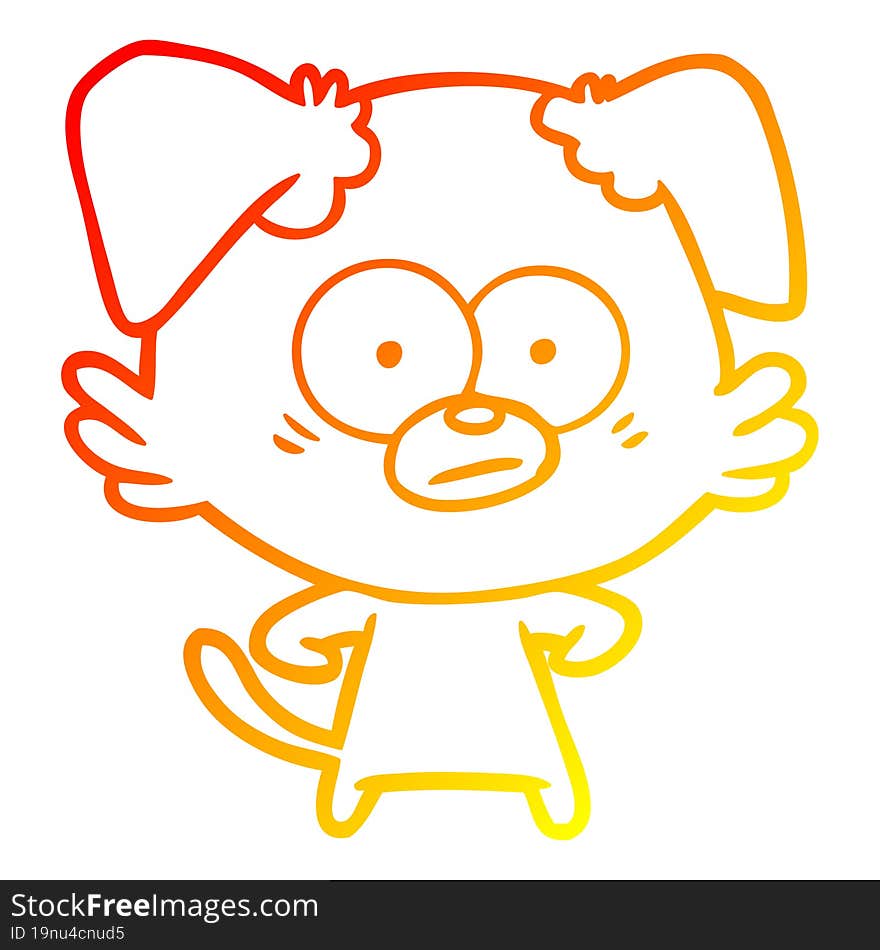 warm gradient line drawing nervous dog cartoon