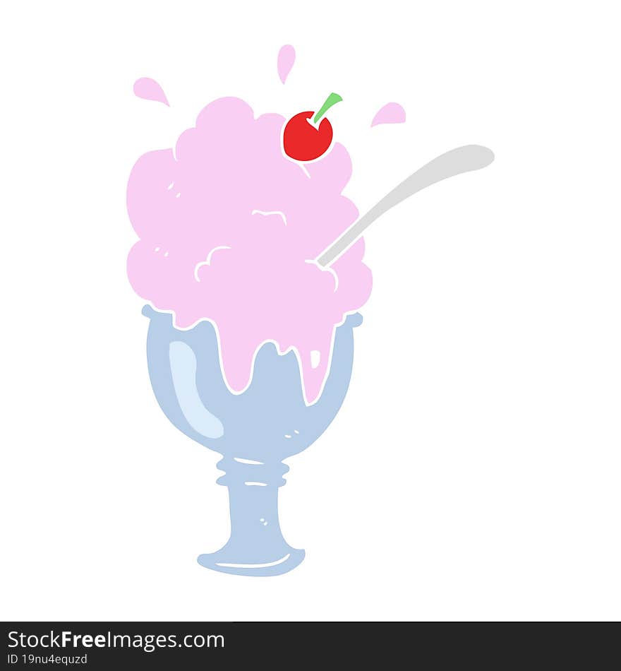 flat color illustration of a cartoon ice cream