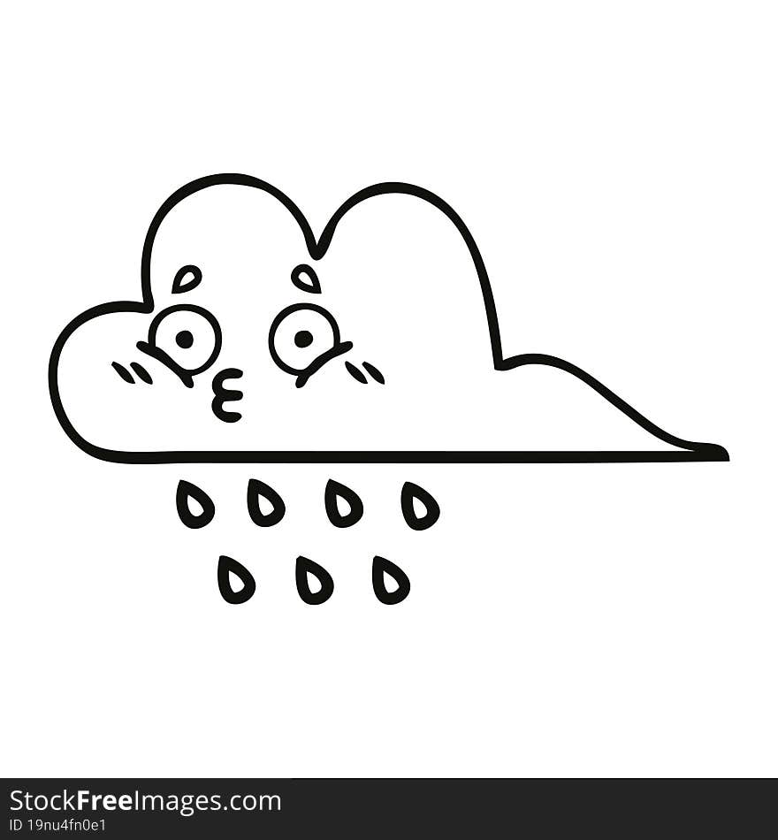 line drawing cartoon of a rain cloud