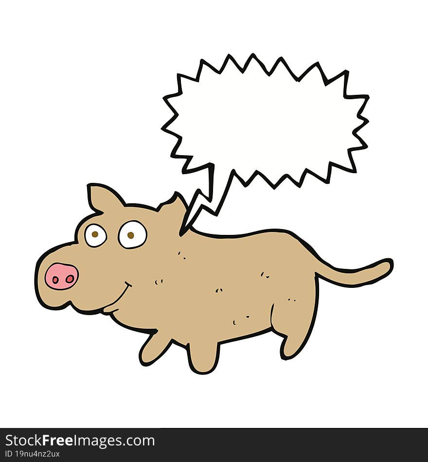 cartoon happy little dog with speech bubble