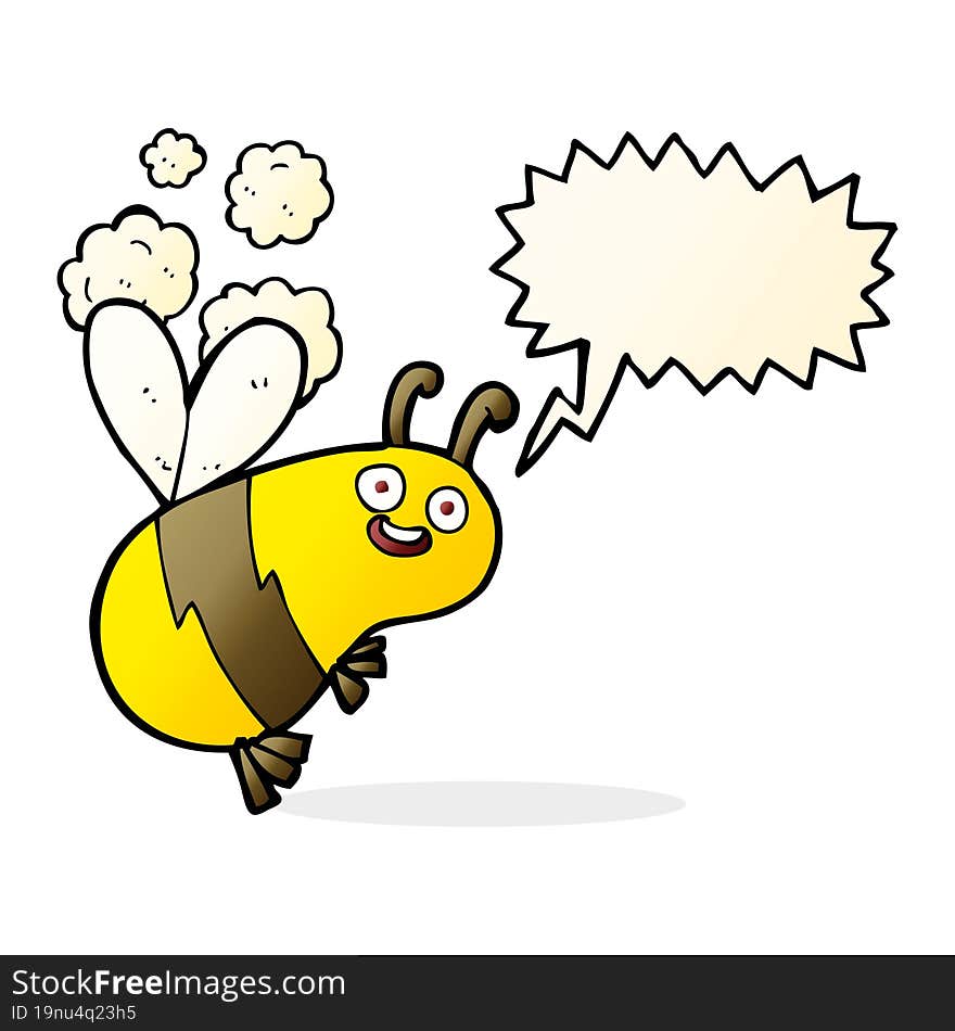 Funny Cartoon Bee With Speech Bubble