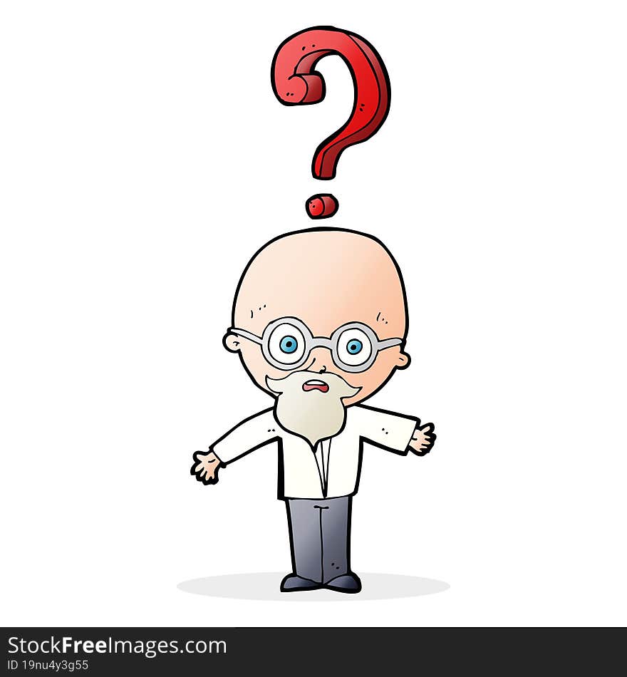 cartoon older man with question