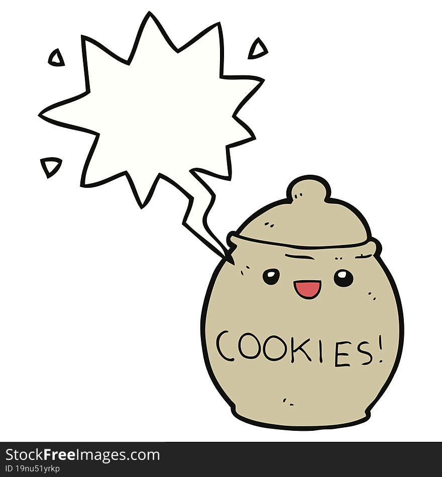 cute cartoon cookie jar with speech bubble. cute cartoon cookie jar with speech bubble