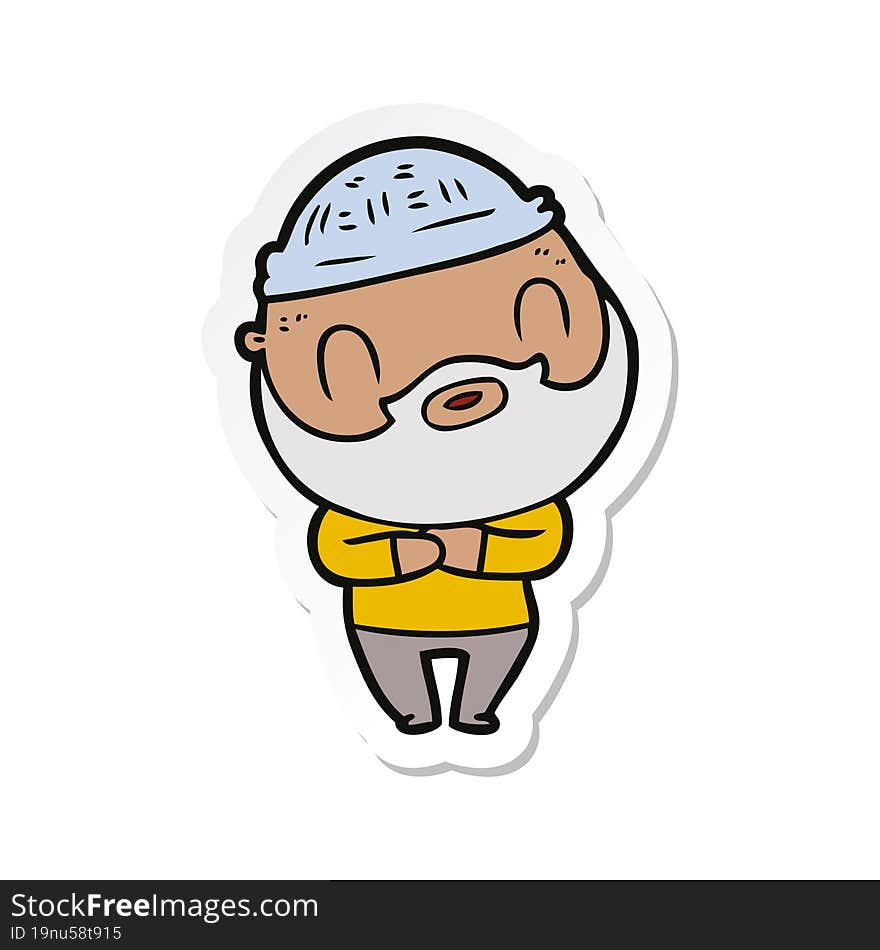 sticker of a cartoon bearded man