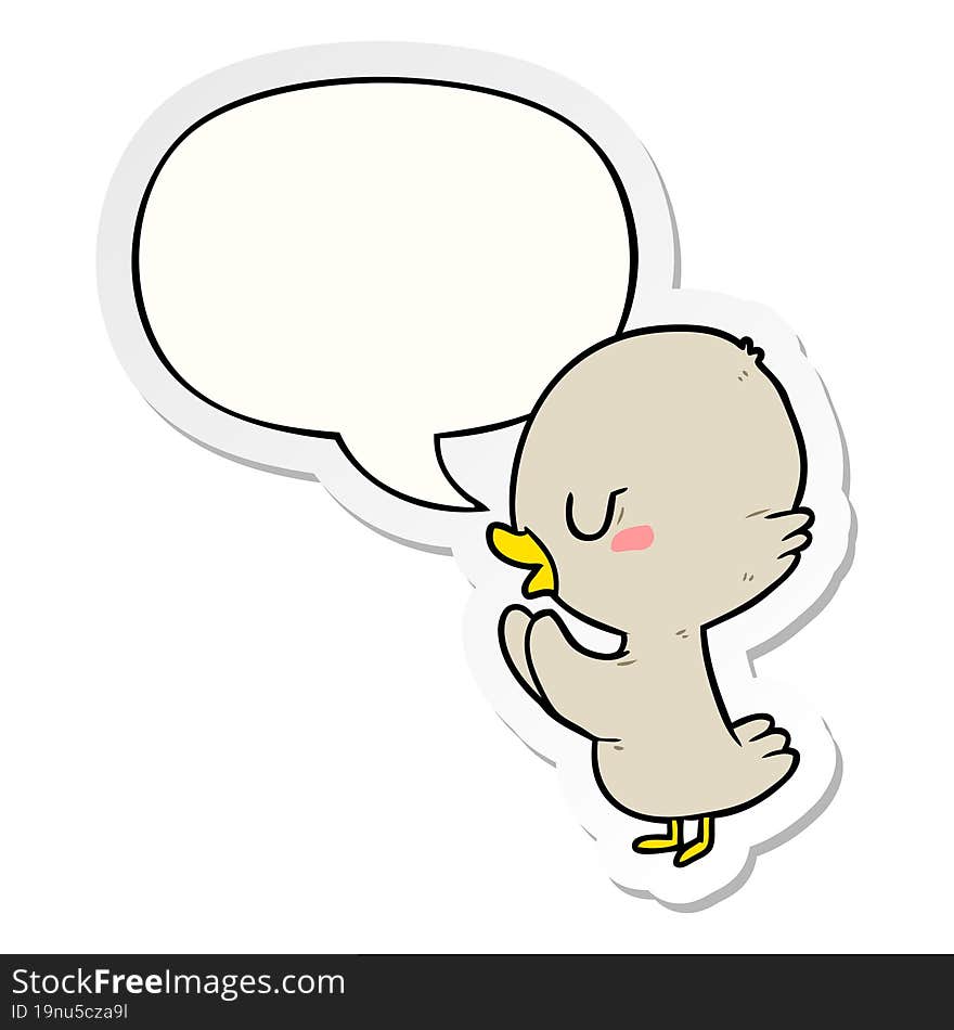 cute cartoon duckling with speech bubble sticker