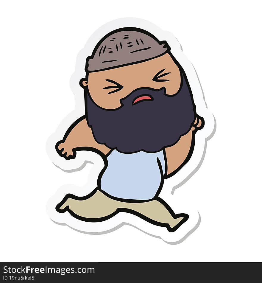 sticker of a cartoon man with beard