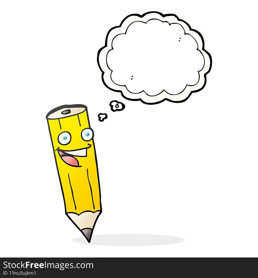 happy thought bubble cartoon pencil