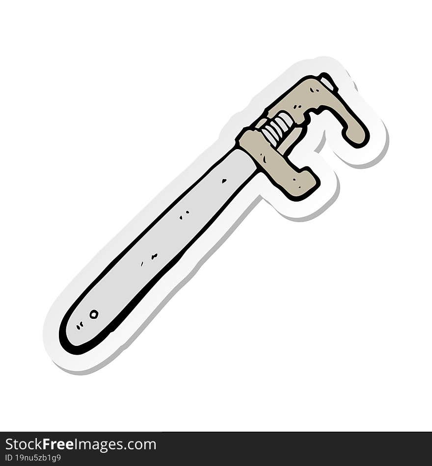 sticker of a cartoon adjustable wrench