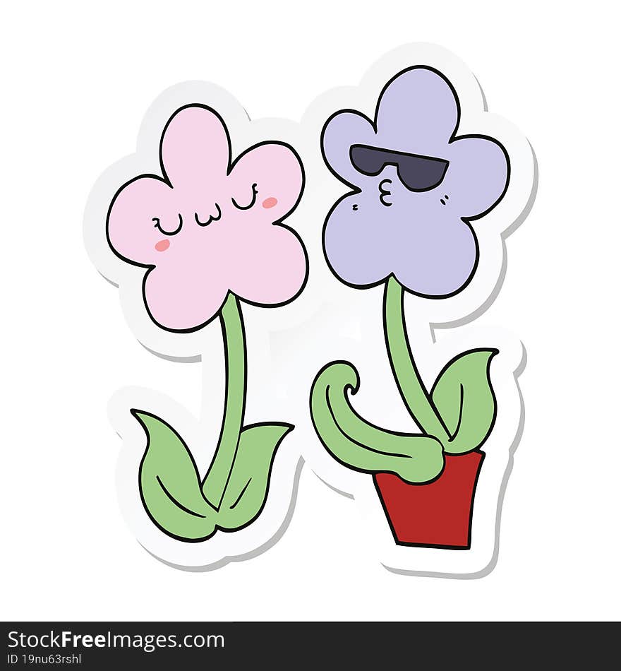 sticker of a cute cartoon flower