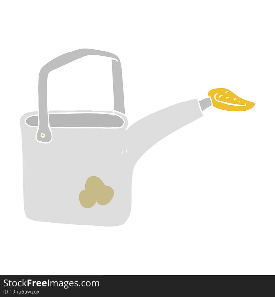 flat color illustration of a cartoon watering can