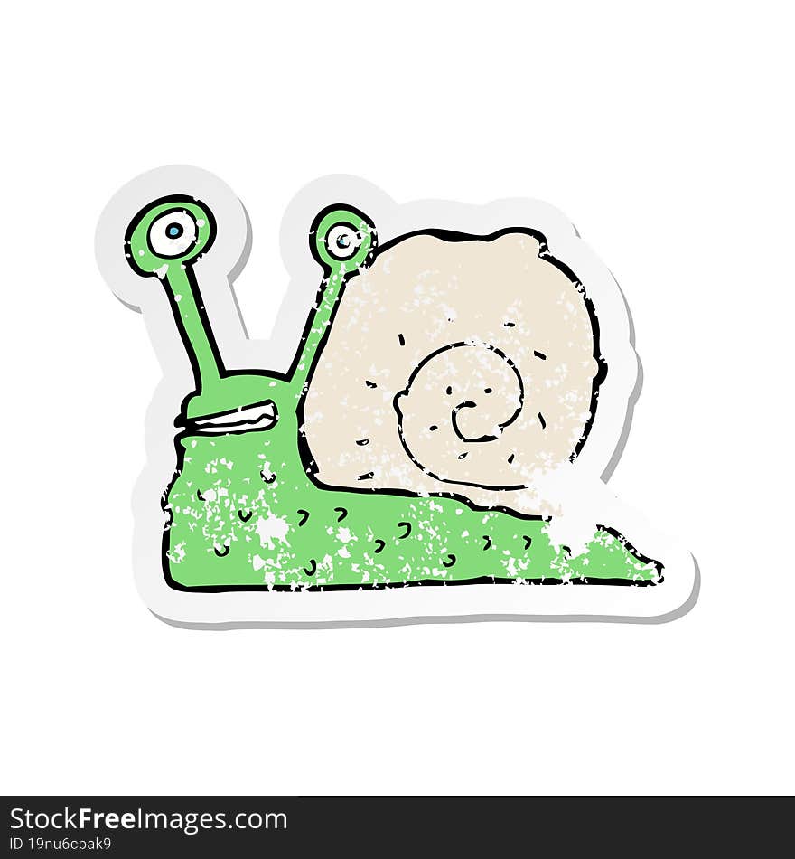 retro distressed sticker of a cartoon snail