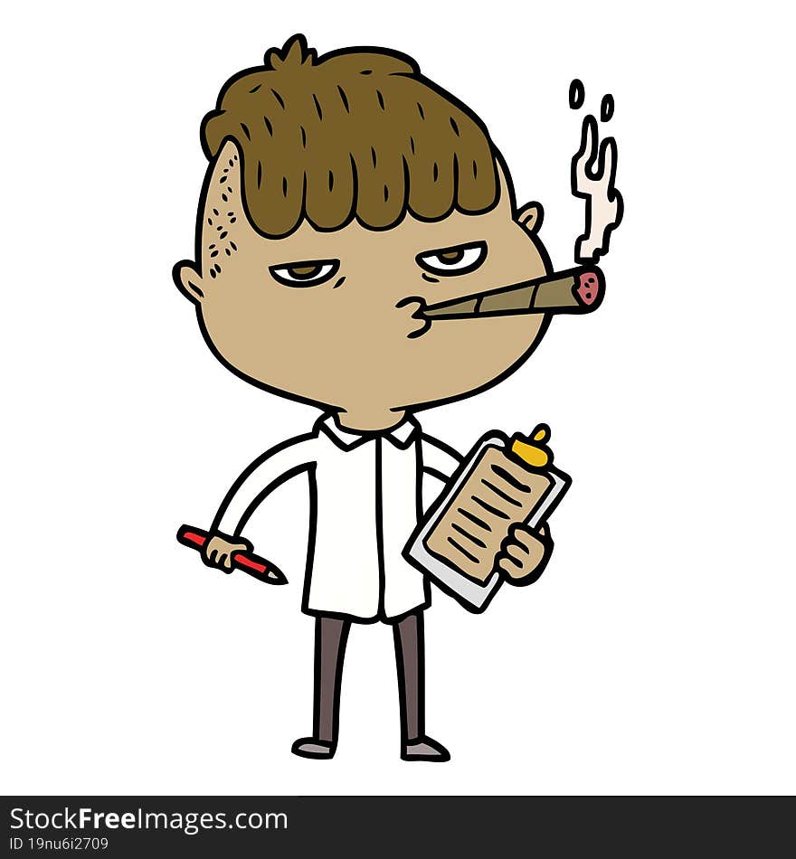 cartoon salesman smoking. cartoon salesman smoking