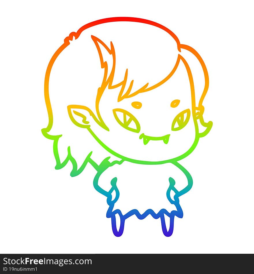 rainbow gradient line drawing cartoon friendly vampire girl