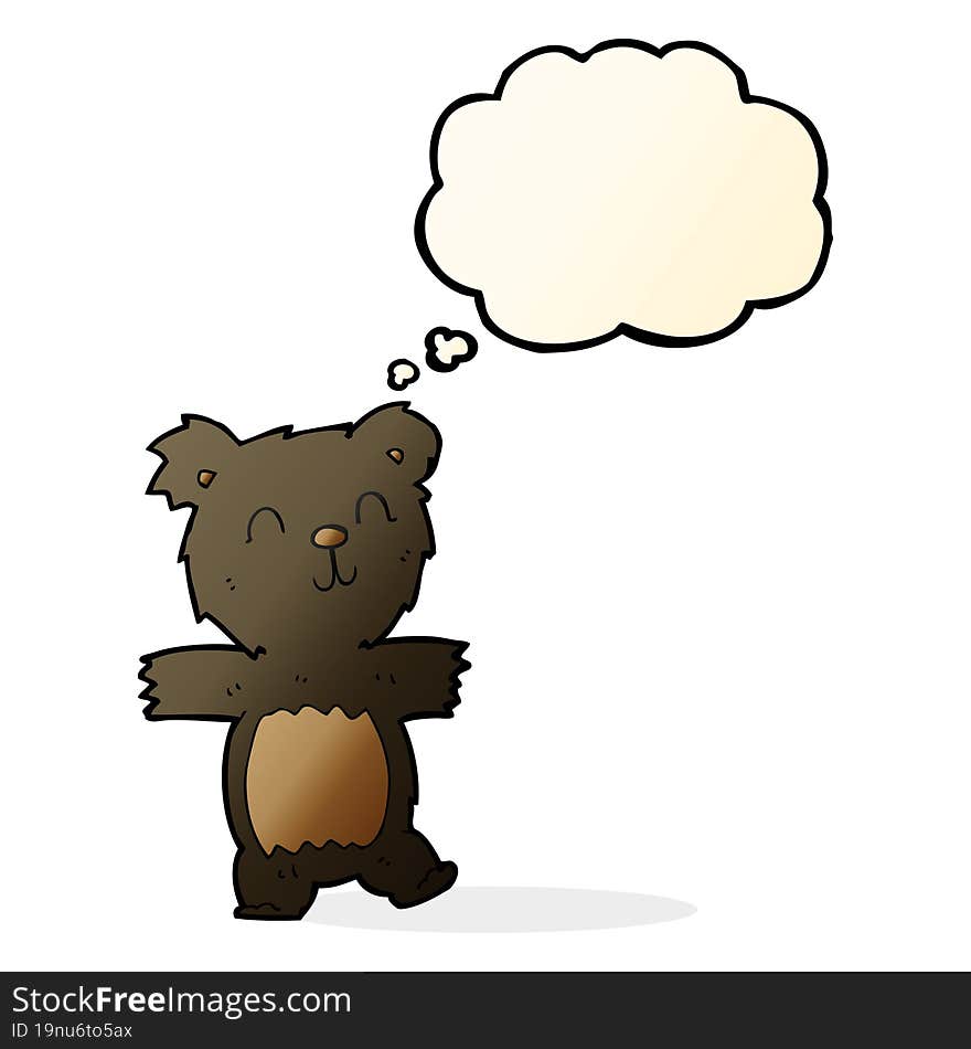 cartoon cute black bear cub with thought bubble