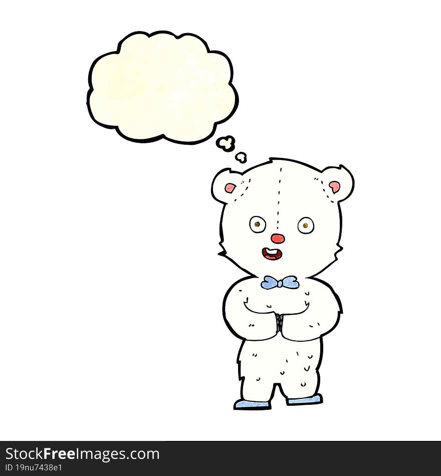 cartoon teddy polar bear with thought bubble