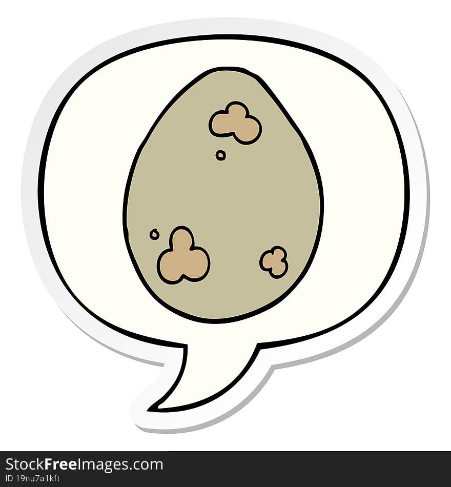 cartoon egg with speech bubble sticker. cartoon egg with speech bubble sticker