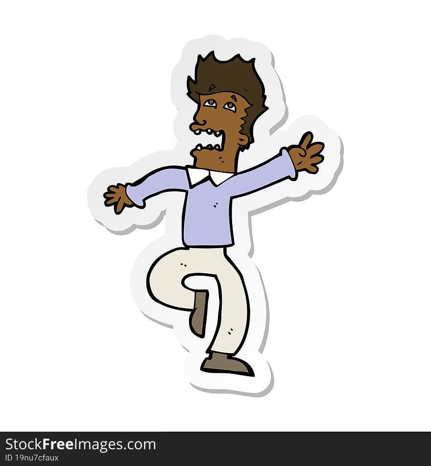 Sticker Of A Cartoon Man Panicking