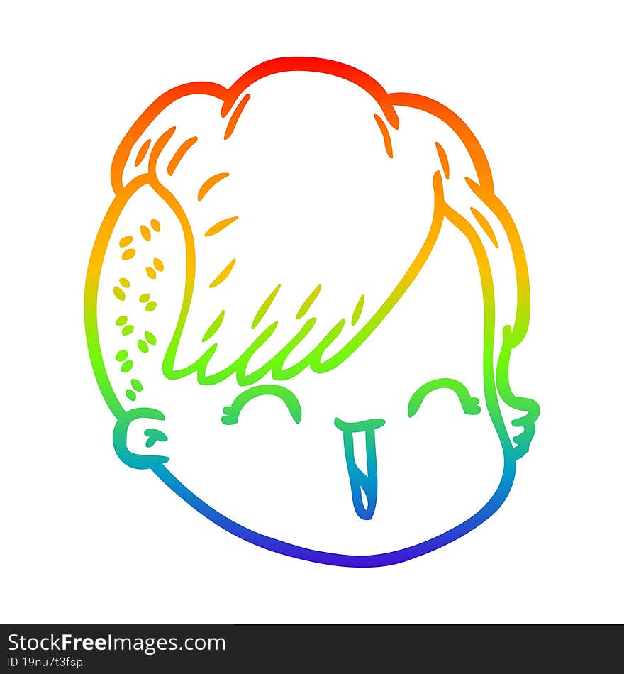 rainbow gradient line drawing cartoon female face