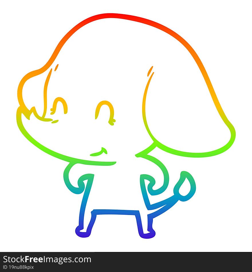 rainbow gradient line drawing cute cartoon elephant