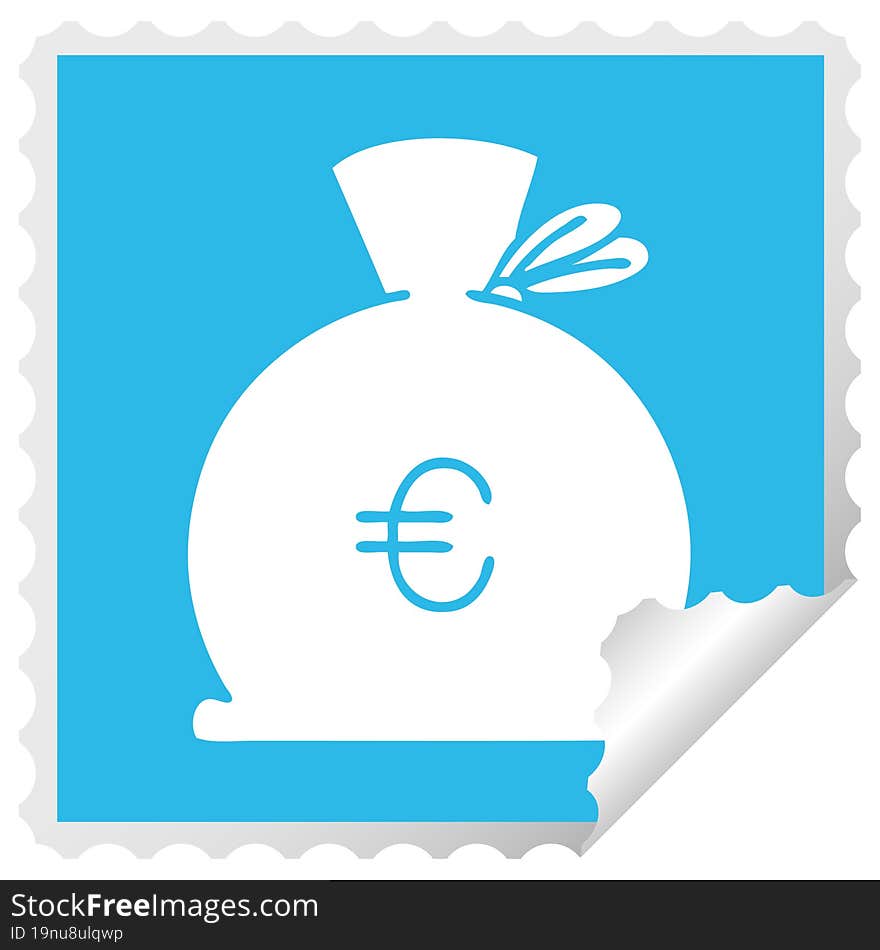 square peeling sticker cartoon bag of money