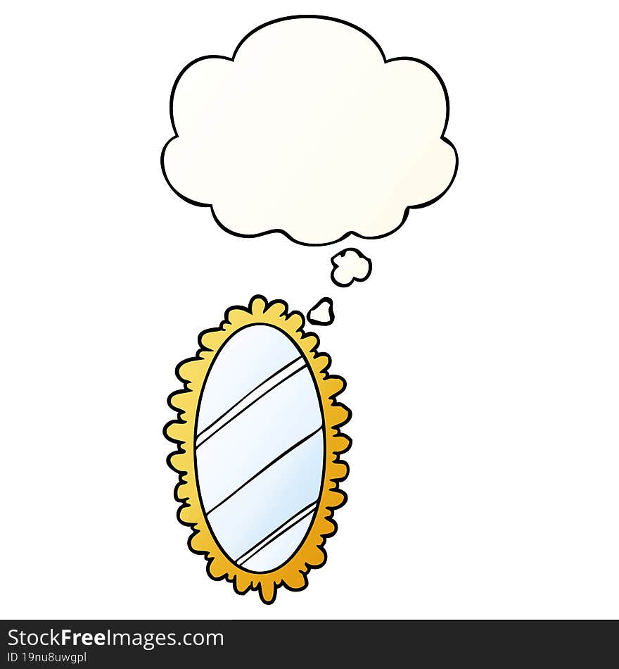 Cartoon Mirror And Thought Bubble In Smooth Gradient Style