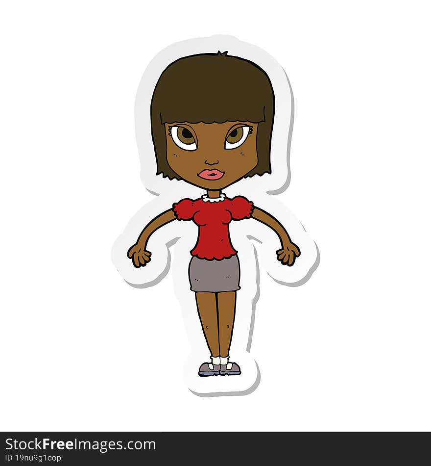 sticker of a cartoon pretty woman