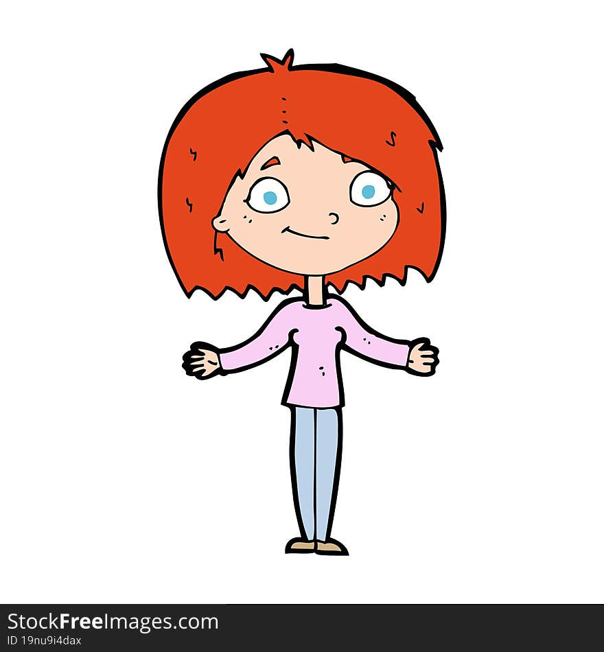 cartoon woman shrugging shoulders