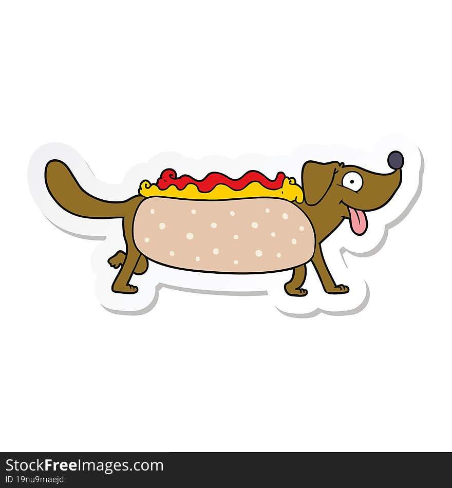 sticker of a cartoon hotdog