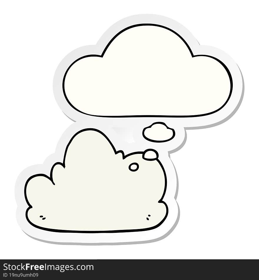 cartoon cloud and thought bubble as a printed sticker