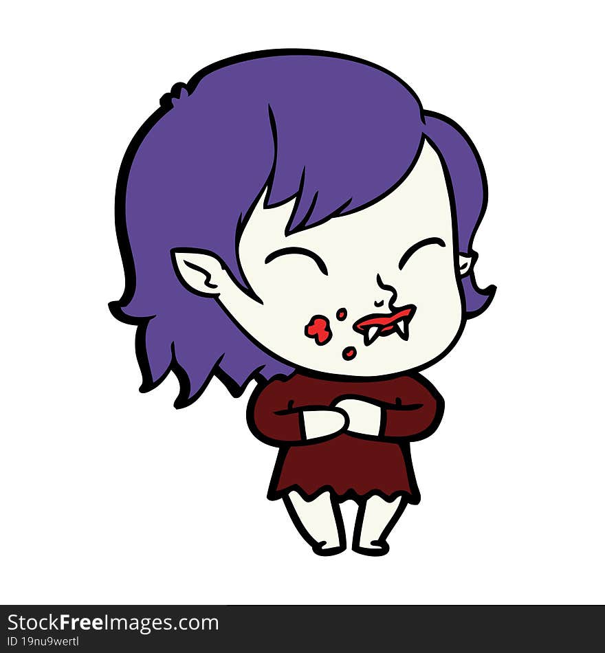 cartoon vampire girl with blood on cheek. cartoon vampire girl with blood on cheek