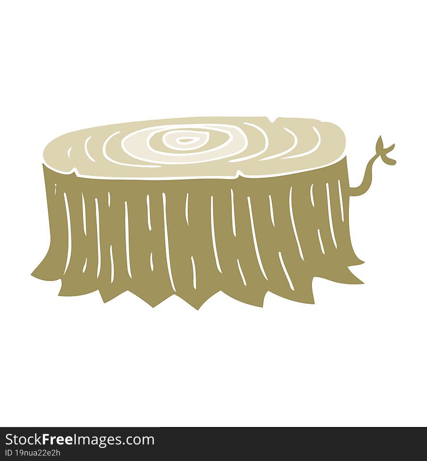 flat color illustration of a cartoon tree stump