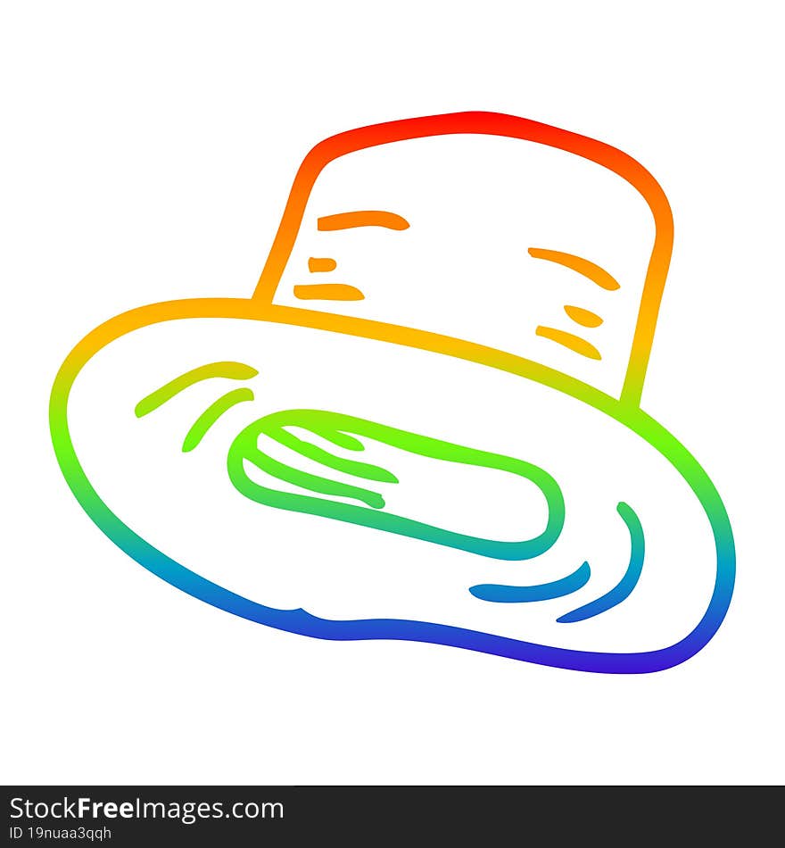 Rainbow Gradient Line Drawing Cartoon Top Hat