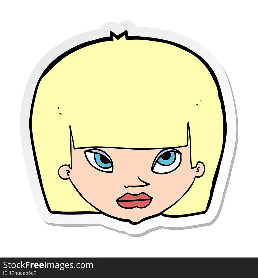 sticker of a cartoon annoyed woman