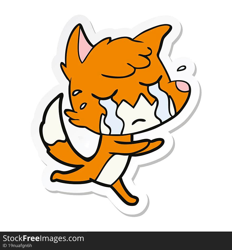 sticker of a crying fox cartoon