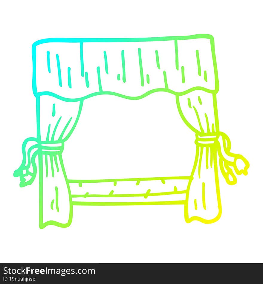 cold gradient line drawing of a cartoon stage curtains