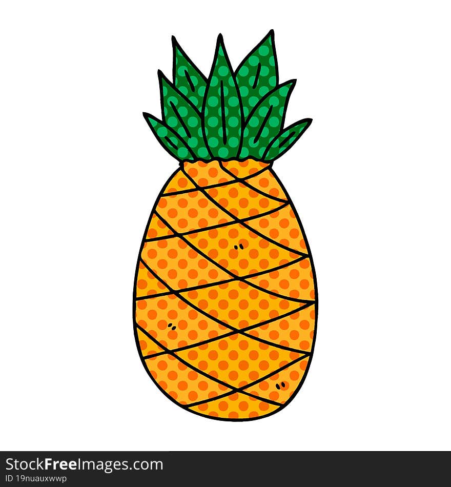 quirky comic book style cartoon pineapple