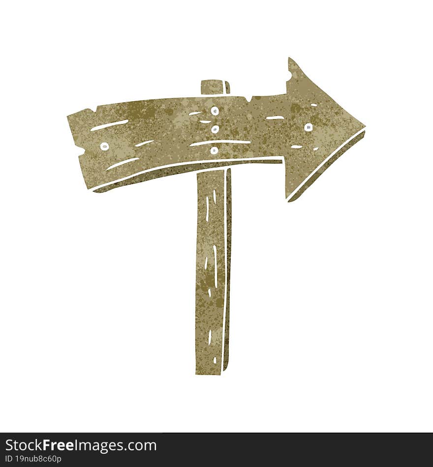 retro cartoon wooden direction arrow