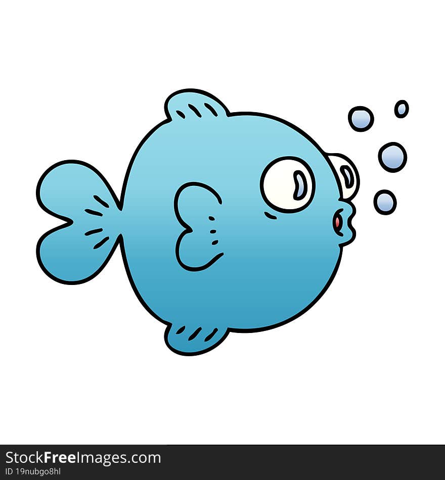 Quirky Gradient Shaded Cartoon Fish