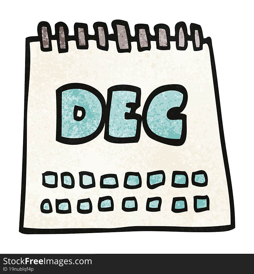 Cartoon Doodle Calendar Showing Month Of December