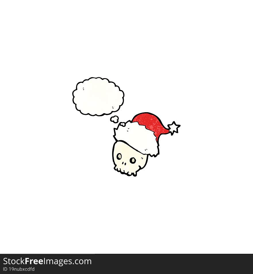 Cartoon Skull In Santa Hat